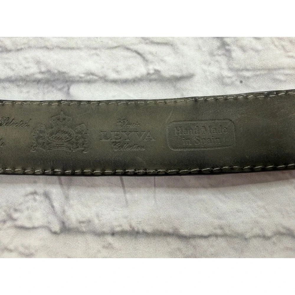 Leyva Collection Woven Leather Belt Mens 40 Black Excellent Hand Made in Spain